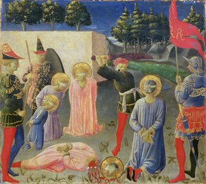 De onthoofding van St. Cosmas en St. Damian, (detail) door Fra Angelico