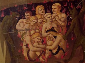 Het Laatste Oordeel, detail van de verdoemden in de hel, ca. 1431