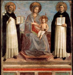 Maagd en Kind met Heiligen Dominicus en Thomas van Aquino, 1424-1430 door Fra Angelico