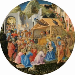 De Aanbidding der Wijzen door Fra Angelico and Fra Filippo Lippi