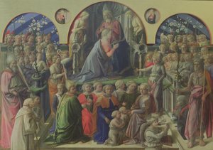Kroning van de Maagd met heiligen en engelen, 1441-47 door Fra Filippo Lippi