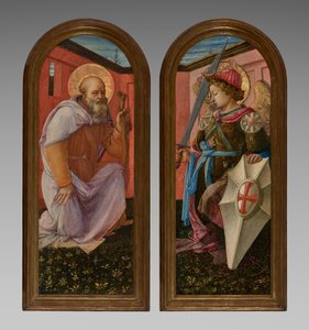 Paar Panelen van een Drieluik: De Aartsengel Michaël en St. Antonius Abt door Fra Filippo Lippi