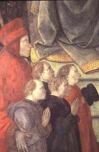 Portret van Datini en Buonomini del Ceppo, van het Madonna del Ceppo altaarstuk door Fra Filippo Lippi