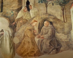 De Hervorming van de Karmelietenregel (detail) door Fra Filippo Lippi