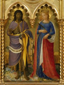 Sint Johannes de Doper en Sint Catharina van Alexandrië van het Perugia Altaarstuk, ca. 1437 door Fra Giovanni Angelico da Fiesole