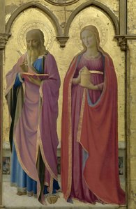 Heiligen Mattheüs en Maria Magdalena. Cortona Polyptych, ca. 1437 door Fra Giovanni Angelico da Fiesole