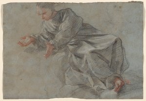 Een Monnik Zittend met Uitgestrekte Armen (Studie voor de Maagd in de Visie van de Zalige Felice da Cantalice) door Fra Semplice da Verona