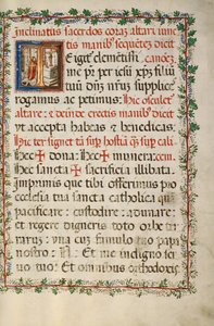 Begin T: Een priester die de mis celebreert door Fra Vincentius a Fundis