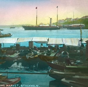 Drijvende Markt, Stockholm, Zweden, eind 19e-begin 20e eeuw