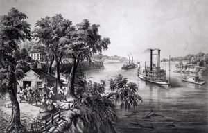 Laag Water in de Mississippi, uitgegeven door Currier en Ives, 1867 door Frances Flora Bond Palmer