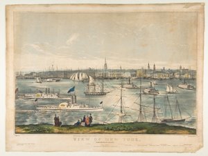 Uitzicht op New York vanaf Brooklyn Heights, 1849 door Frances Flora Bond Palmer
