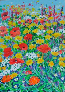 Wilde bloemenweide, 2024 (acryl op doek)