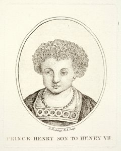Prins Hendrik, de toekomstige koning Hendrik VIII, zoon van Hendrik VII en Elizabeth van York (gravure) door Francesco (after) Bartolozzi