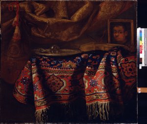 Stilleven met zelfportret door Francesco (b.1640) Fieravino