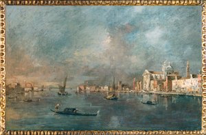 Vue de la Giudecca avec les Zattere - Zicht op het kanaal van Giudecca en de Zattere ... door Francesco (circle of) Guardi