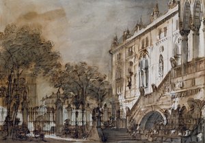 Decorontwerp door Francesco Bagnara voor Otello, opera door Rossini, voor uitvoering in La Fenice Theater in Venetië