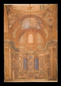 Uitzicht op het interieur van de Gesu, Rome