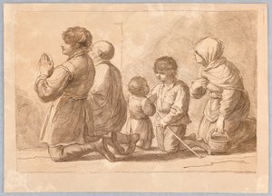 Een familie die bidt door Francesco Bartolozzi