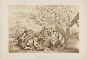 Aanbidding door de herders door Francesco Bartolozzi