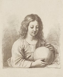 Christus met globe door Francesco Bartolozzi