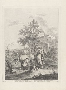 Landschap met koeienmelkster door Francesco Bartolozzi