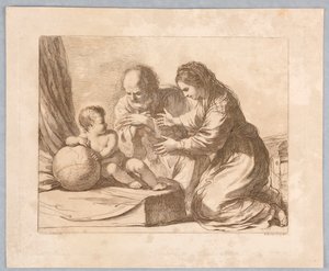 Maagd Maria, Jozef en Kind, met een Wereldbol