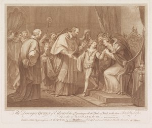 Weduwe van Edward IV staat haar zoon aan twee aartsbisschoppen af door Francesco Bartolozzi