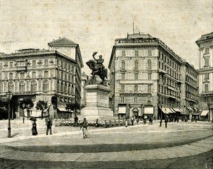 Monument voor Victor Emmanuel II, door Francesco Barzaghi, Piazza Corvetto, Genua, Ligurië, Italië
