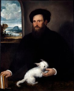 Portret van de heer met de kleine hond