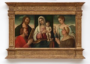 Madonna en Kind met Heiligen en Schenkers door Francesco Bissolo