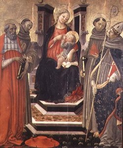 Madonna en Kind met SS. Hiëronymus, Franciscus van Assisi, Antonius van Padua en Lodewijk van Toulouse
