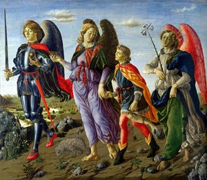 De drie aartsengelen en Tobias door Francesco Botticini