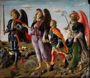 De drie aartsengelen en Tobit door Francesco Botticini