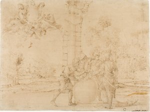 Octavianus, Marcus Antonius en Lepidus Delen het Romeinse Rijk, met Bologna op de Achtergrond door Francesco Brizio