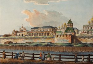 Uitzicht op het Winter Kremlin Paleis vanaf de Moskva-rivier, 1780s