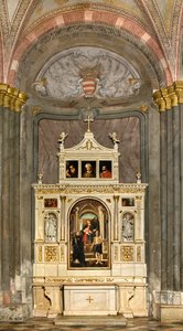 Noord Transept, Altaar van Sint Nicolaas, Amigone en Broeder Mabila 1495, Madonna op de Troon en Kind Sint Anna Heiligen Nicolaas van Tolentino en Hiëronymus, Francesco Casella 1510