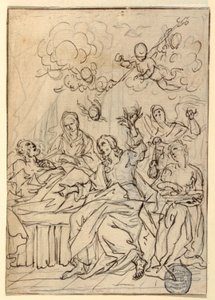 Tekening, Dood van St. Joseph, 1880 door Francesco Coghetti