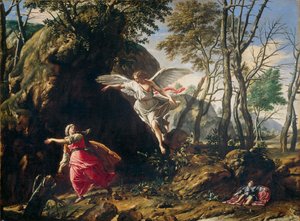 Dutch: Hagar en Ismaël in de woestijn Hagar and Ishmael in the Desert door Francesco Cozza