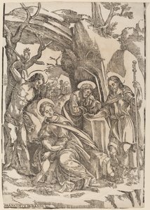 De Heilige Familie met Sint Sebastiaan en Sint Rochus