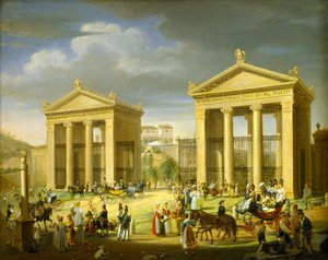 De benadering van de Villa Borghese, Rome, 1838