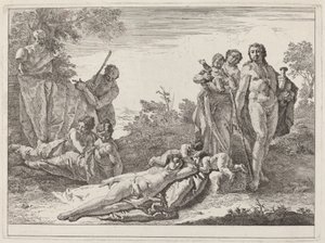 Apollo en Nimfen in een Landschap met een Buste van Pan