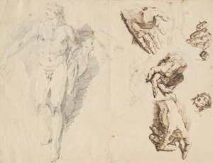 Apollo en studies van de hand van de kunstenaar [recto]