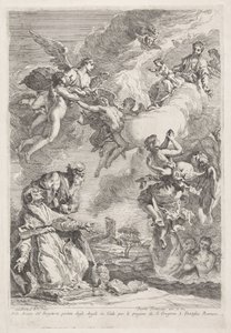 De heilige Gregorius de Grote en de heilige Hieronymus bidden voor de zielen in het vagevuur door Francesco Fontebasso