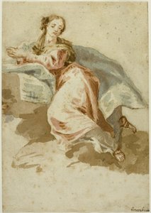 Geklede vrouwelijke figuur in gebed door Francesco Fontebasso