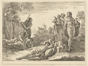 Negen Figuren rond een Herm van Pan