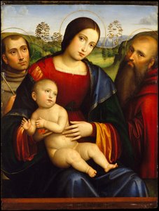 Madonna met Kind en de heiligen Franciscus en Hiëronymus door Francesco Francia