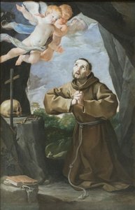 Sint Franciscus aanbidt het kruis, c.1630-40 door Francesco Giovanni Gessi