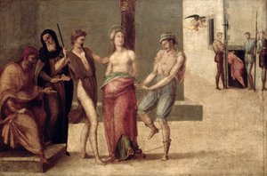 Het martelaarschap van St. Agnes door Francesco Granacci