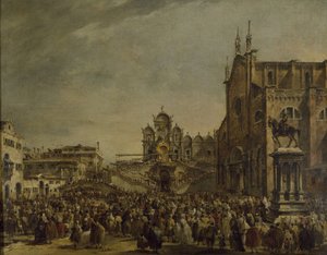 Paus Pius VI zegent de menigte op het Campo SS. Giovanni en Paolo, 18e eeuw