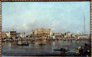 Het Dogenpaleis gezien vanaf de zee door Francesco Guardi